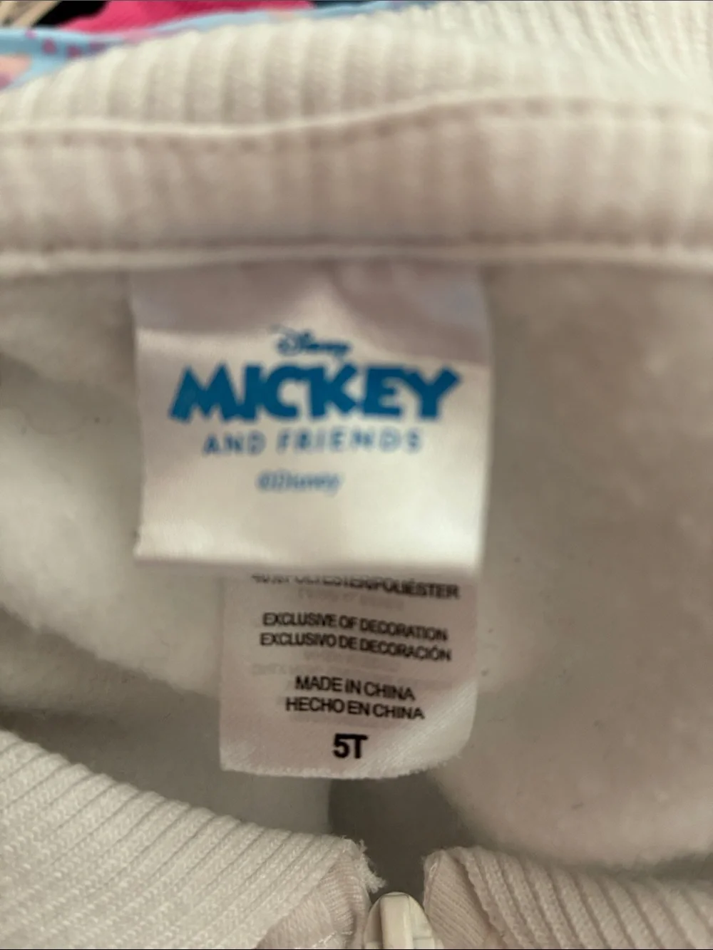 Disney White Mickey & Friends Kids Half-Zip Pullover with Color Trim